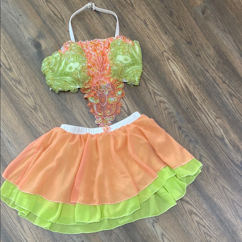 Orange and Green Dance Costume Set, size LA